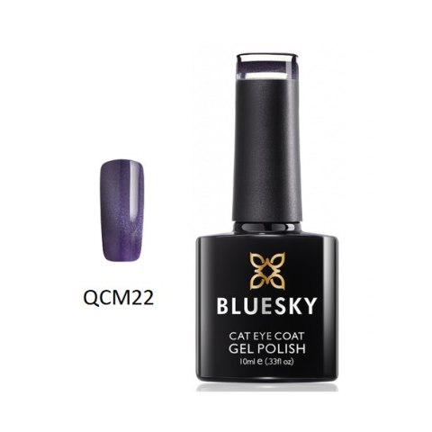 Bluesky QCM 22 - Lakier Hybrydowy 10 ml - Kocie Oko - Fioletowo-Srebrne Czarne Perfekcyjne Paznokcie