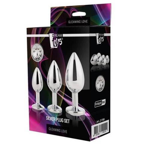 Gleaming Love Silver Plug Set korek analny 3szt.