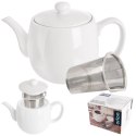 Dzbanek z zaparzaczem do herbaty porcelanowy biały MONA 700 ml