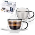 Filiżanki termiczne ze spodkiem z podwójną ścianką do kawy espresso DOUBLE 90 ml 2 szt.