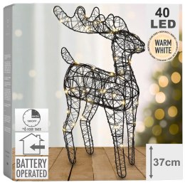 Renifer świecący czarny 40 LED 37 cm