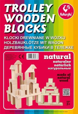 KLOCKI DREWNIANE NATURALNE NA WÓZKU KUKURYKU 37 EL